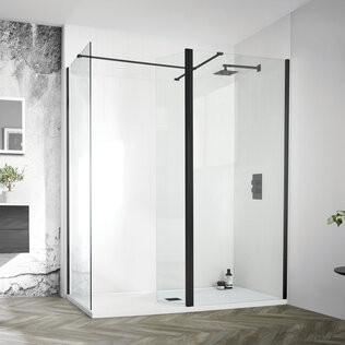 Aquadart Clear Matt Black Wet Room Panels