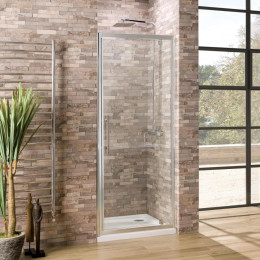  Coral 6mm Pivot Shower Door Polished Silver 760mm Lifestyle 1