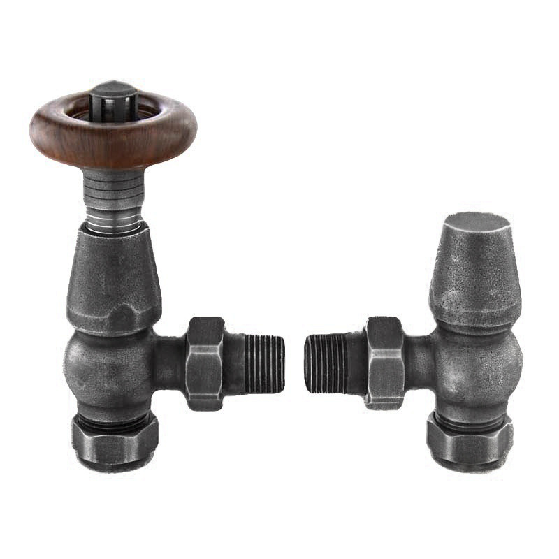 Chelsea Thermostatic Angled Radiator Valves Pewter
