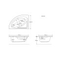 Trojancast Orlando Reinforced 8 Jet Whirlpool Corner Bath 1500 x 1060 with Bath Waste Left Hand Dimensions