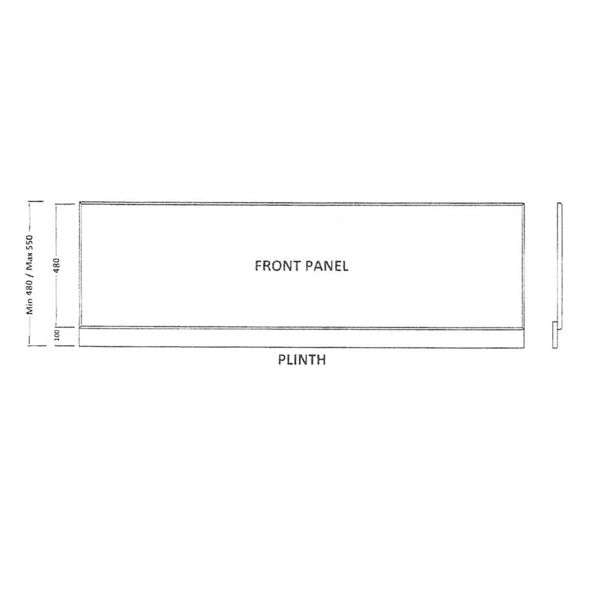 Glacier MDF Bath Side Panel with Adjustable Plinth White Gloss 1700mm