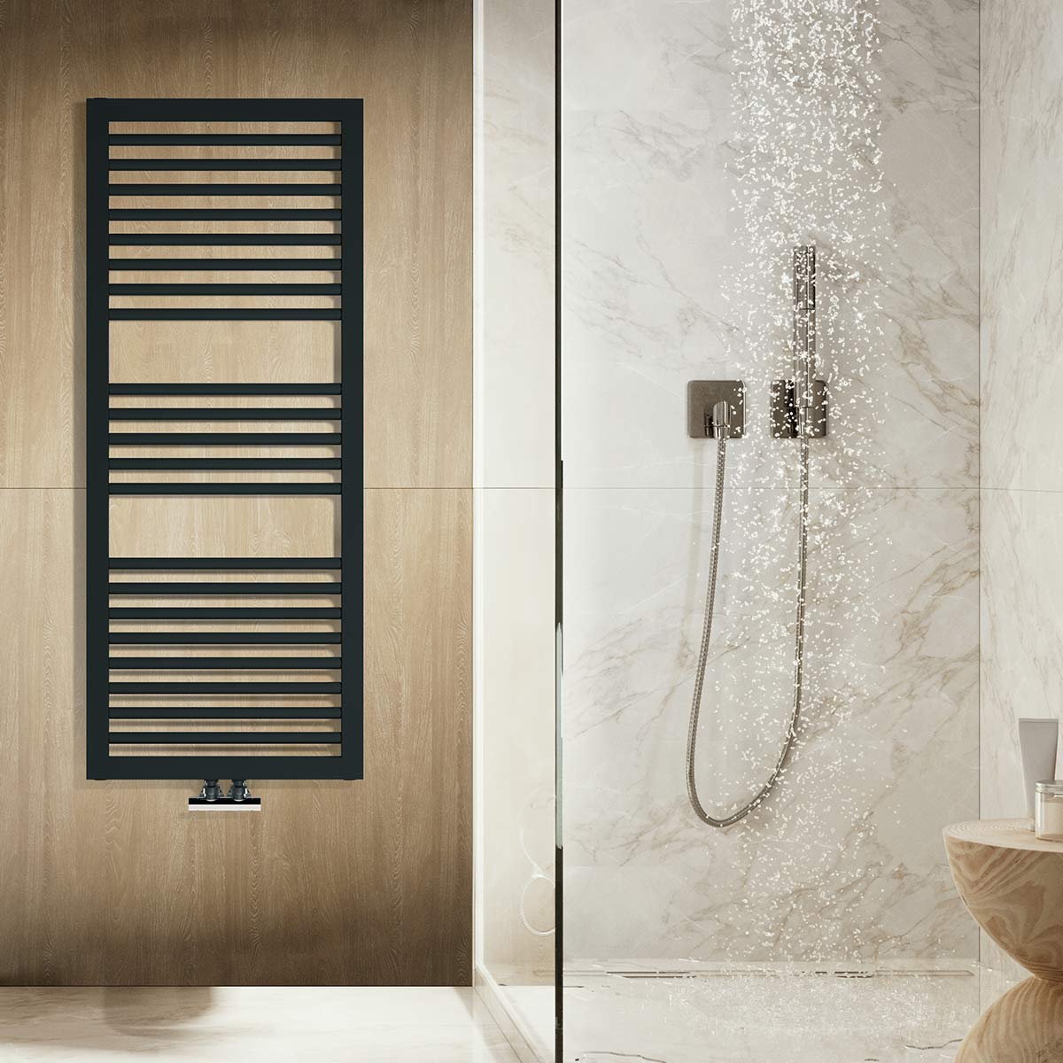 Asti Straight Heated Towel Rail Matt Black 500 x 1228mm