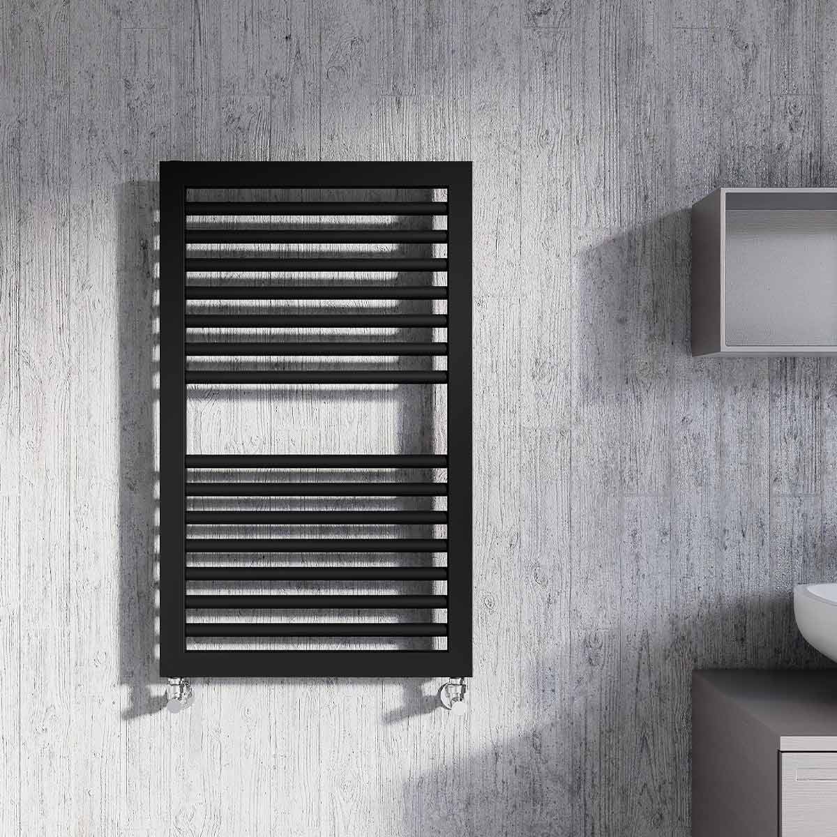 Asti Straight Heated Towel Rail Matt Black 500 x 823mm