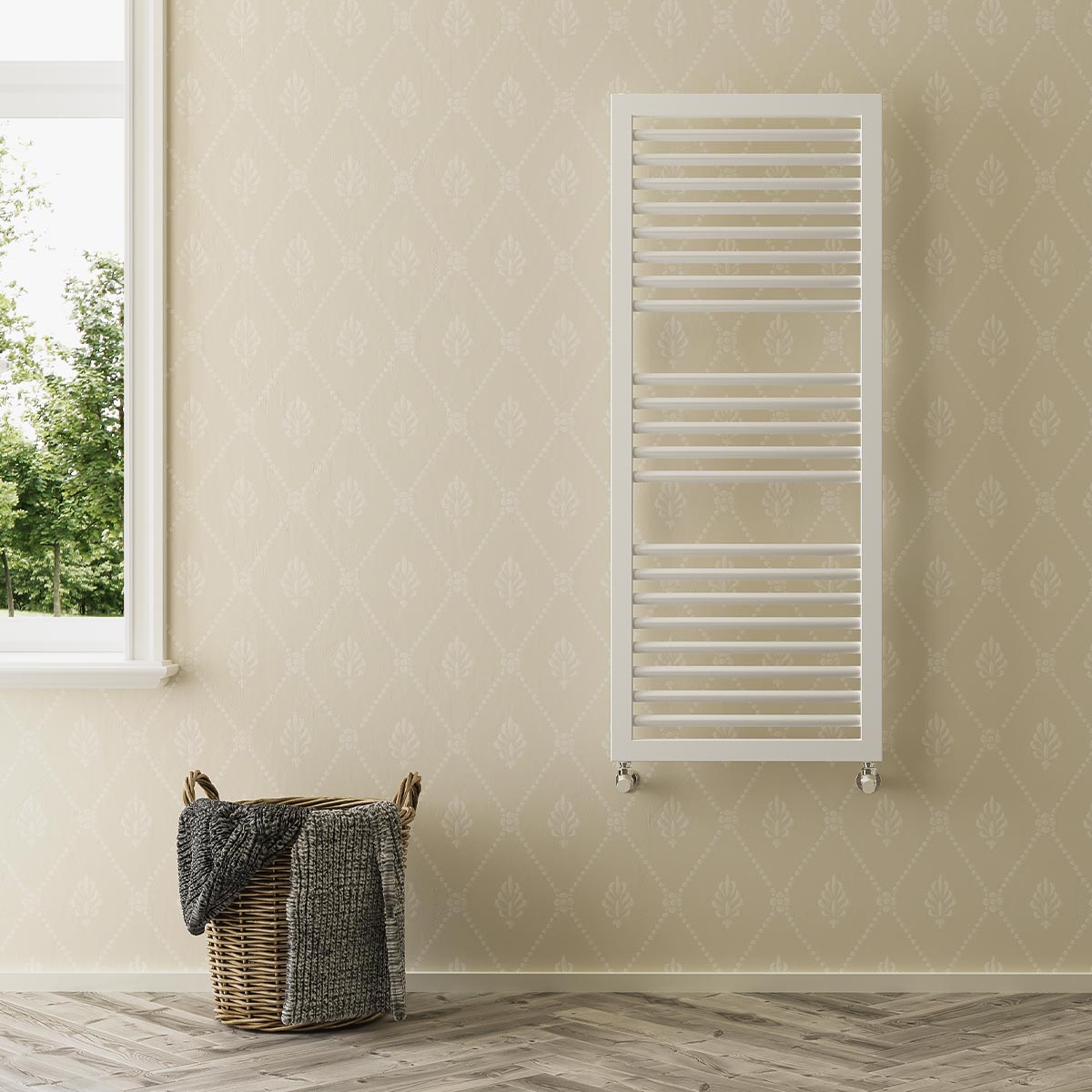 Asti Straight Heated Towel Rail Mineral White 500 x 1228mm