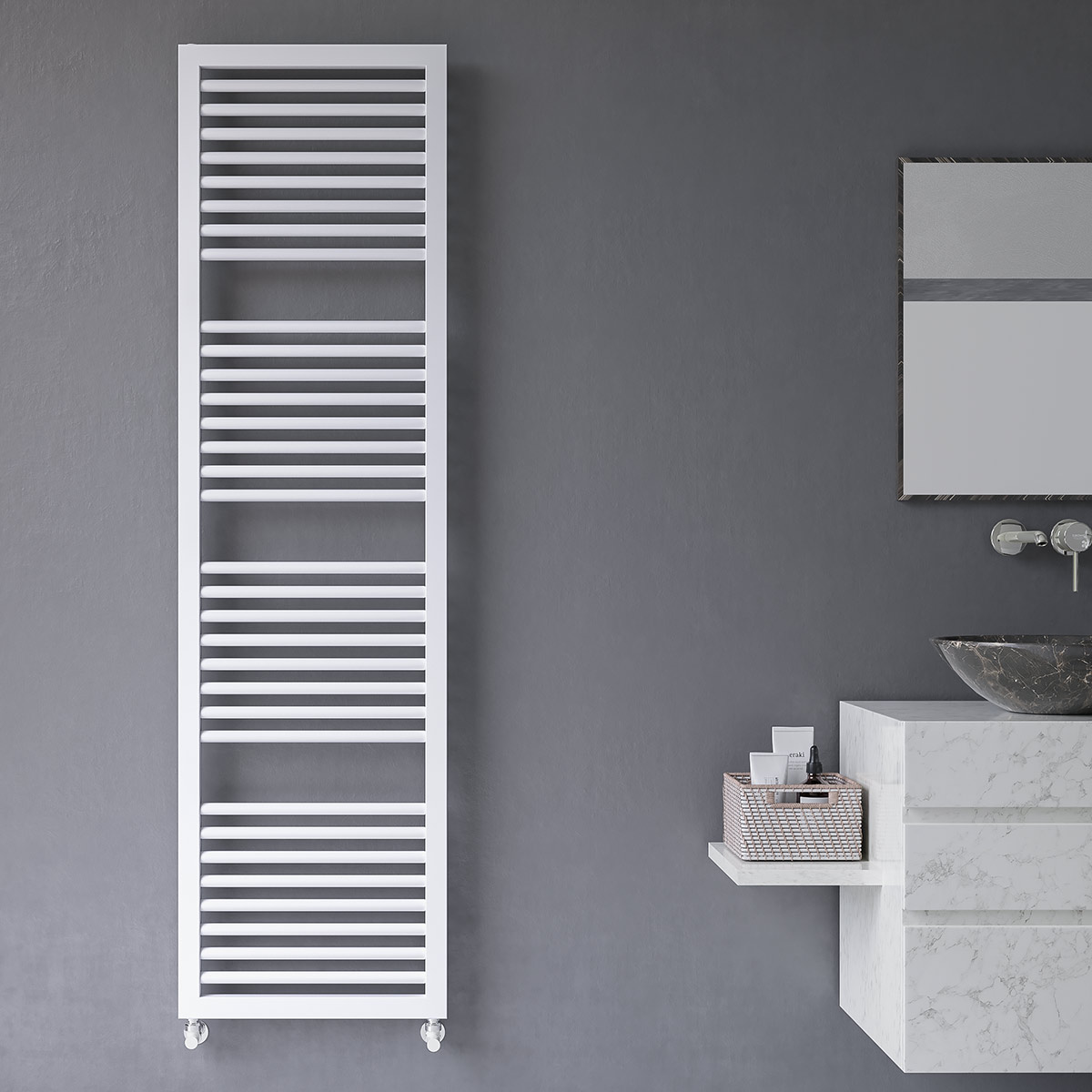 Asti Straight Heated Towel Rail Mineral White 500 x 1813mm