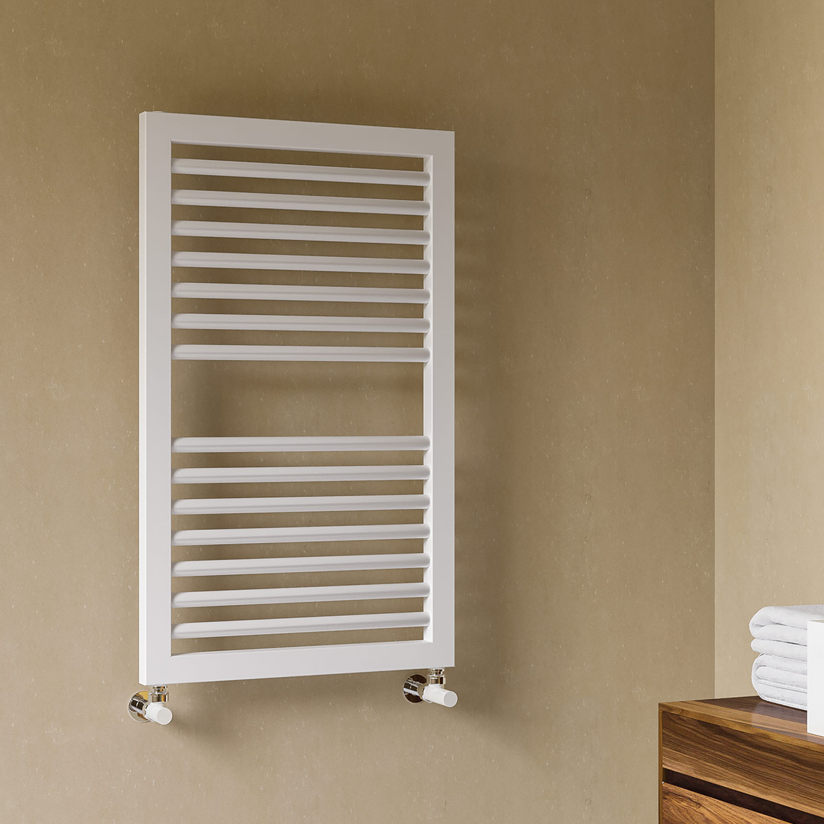 Asti Straight Heated Towel Rail Mineral White 500 x 823mm