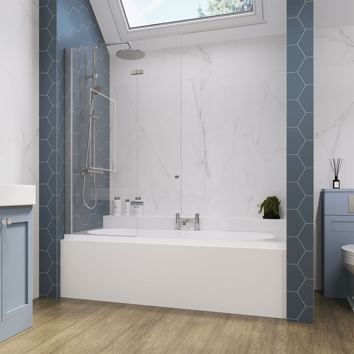 Athena 6mm Two Panel In Fold Bath Screen Chrome Left Hand