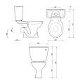 Lecico Atlas Close Coupled Toilet with Soft Close Toilet Seat Line Drawing