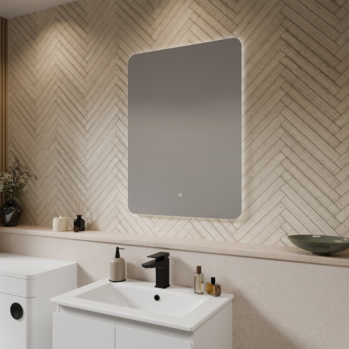 Atria Ultra Slim Rectangular LED Illuminated Mirror 600 x 800mm