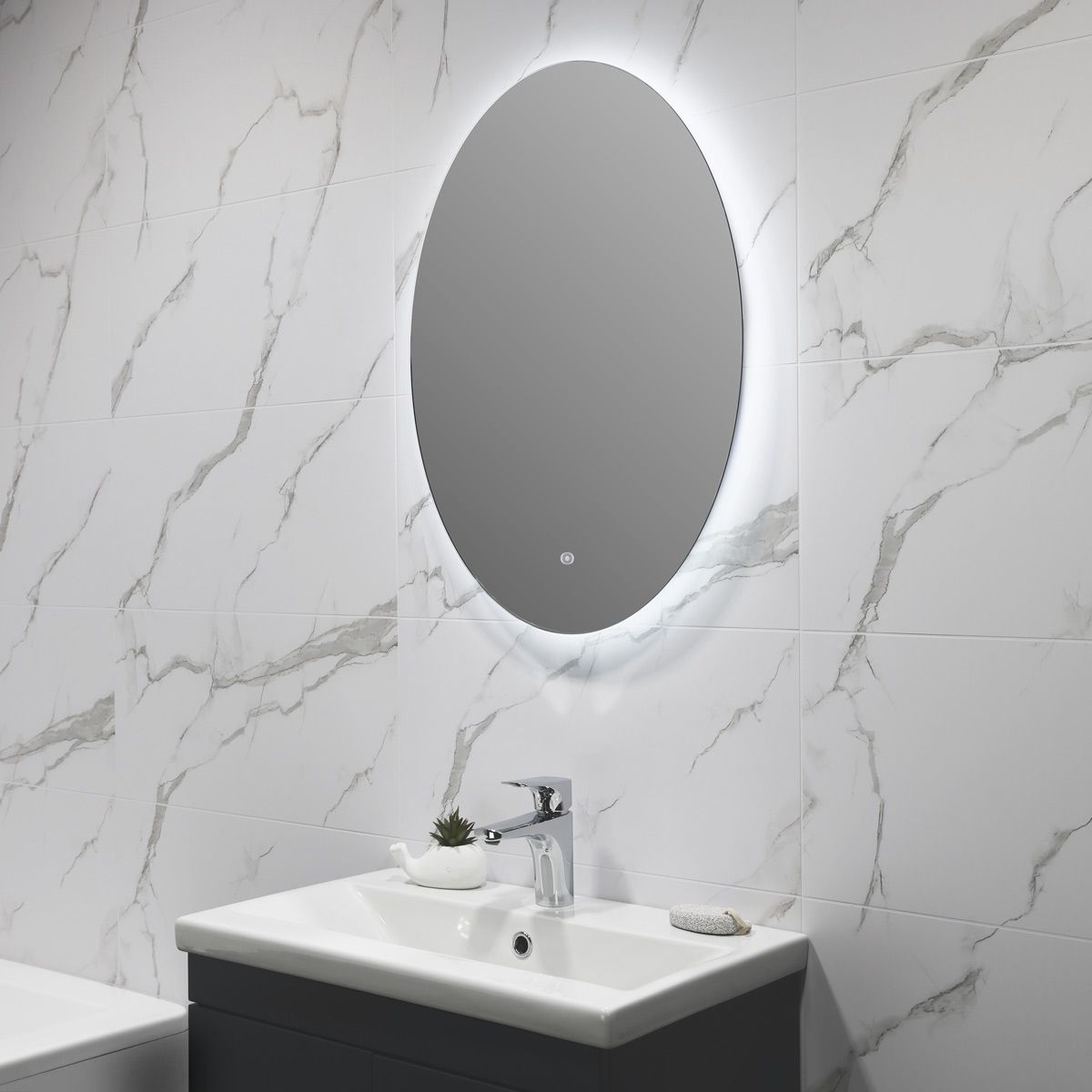 Atria Ultra Slim Oval LED Illuminated Mirror 500 x 700mm