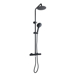 Globe Thermostatic Dual Function Bar Valve Shower System with Fixed Shower Head Matt Black