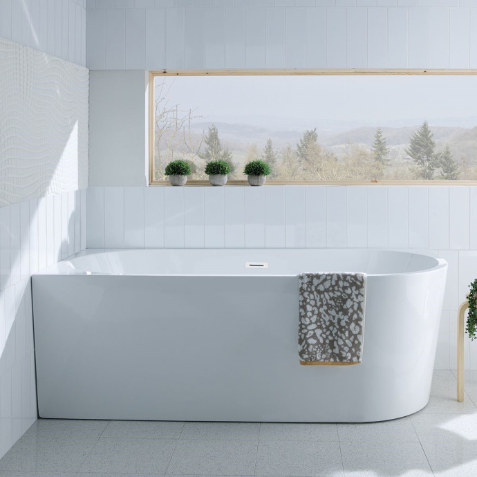 Barmouth Freestanding J Shape Bath 1700 x 800mm Left Hand with Waste 