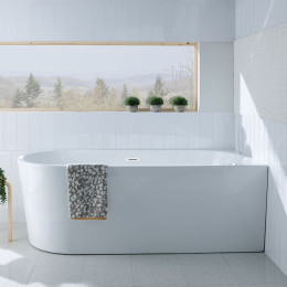 Barmouth Freestanding J Shape Bath 1500 x 750mm Right Hand with Waste