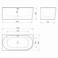 Barmouth Freestanding J Shape Bath 1600 x 800 Left Hand with Waste Dimensions