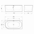 Barmouth Freestanding J Shape Bath 1600 x 800 Right Hand with Waste Dimensions