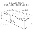 Bathe Easy Cascade Double Ended Walk In Bath 1700 x 750mm Left Hand Dimensions 2