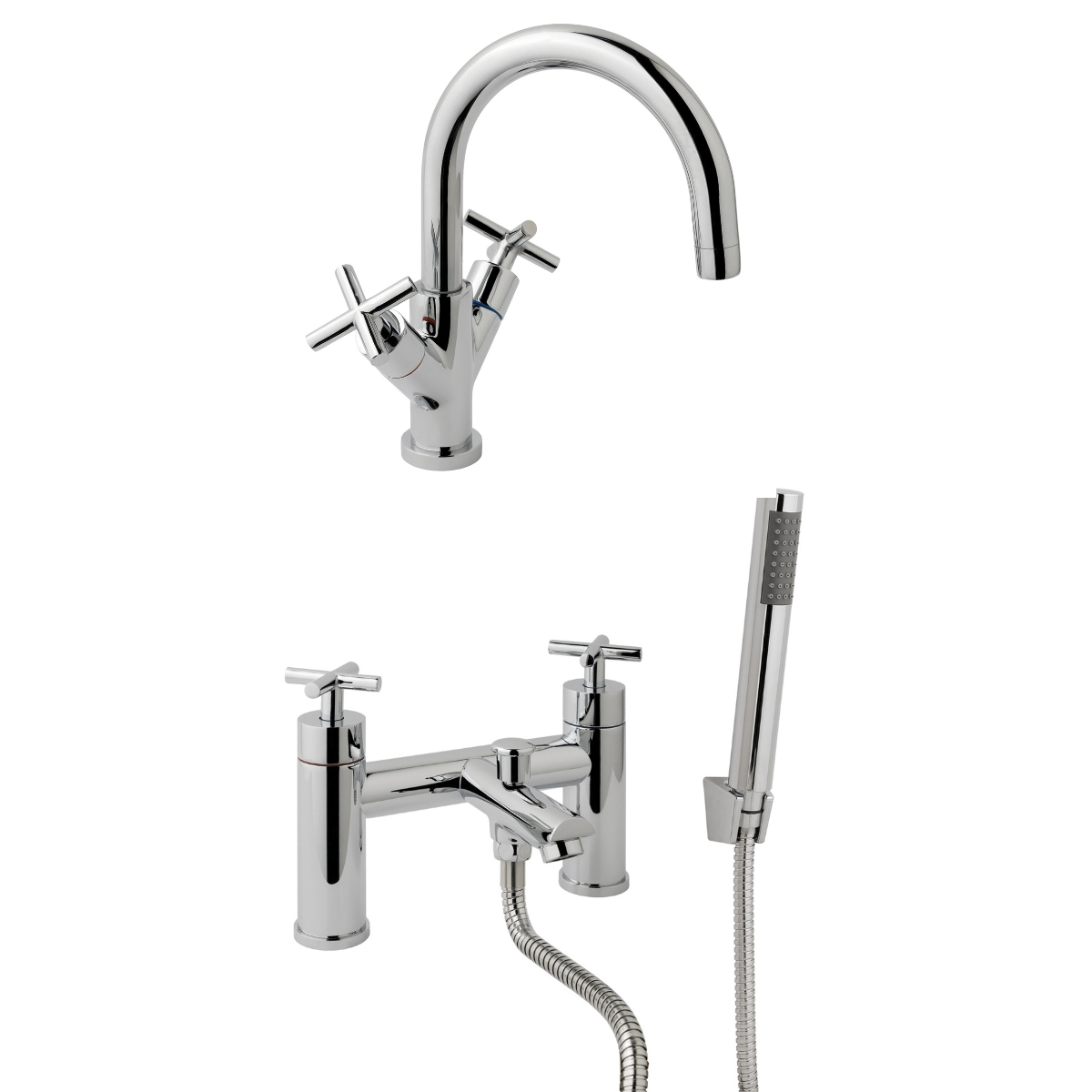 Clyde Bath Shower Mixer Tap & Basin Mixer Tap Chrome