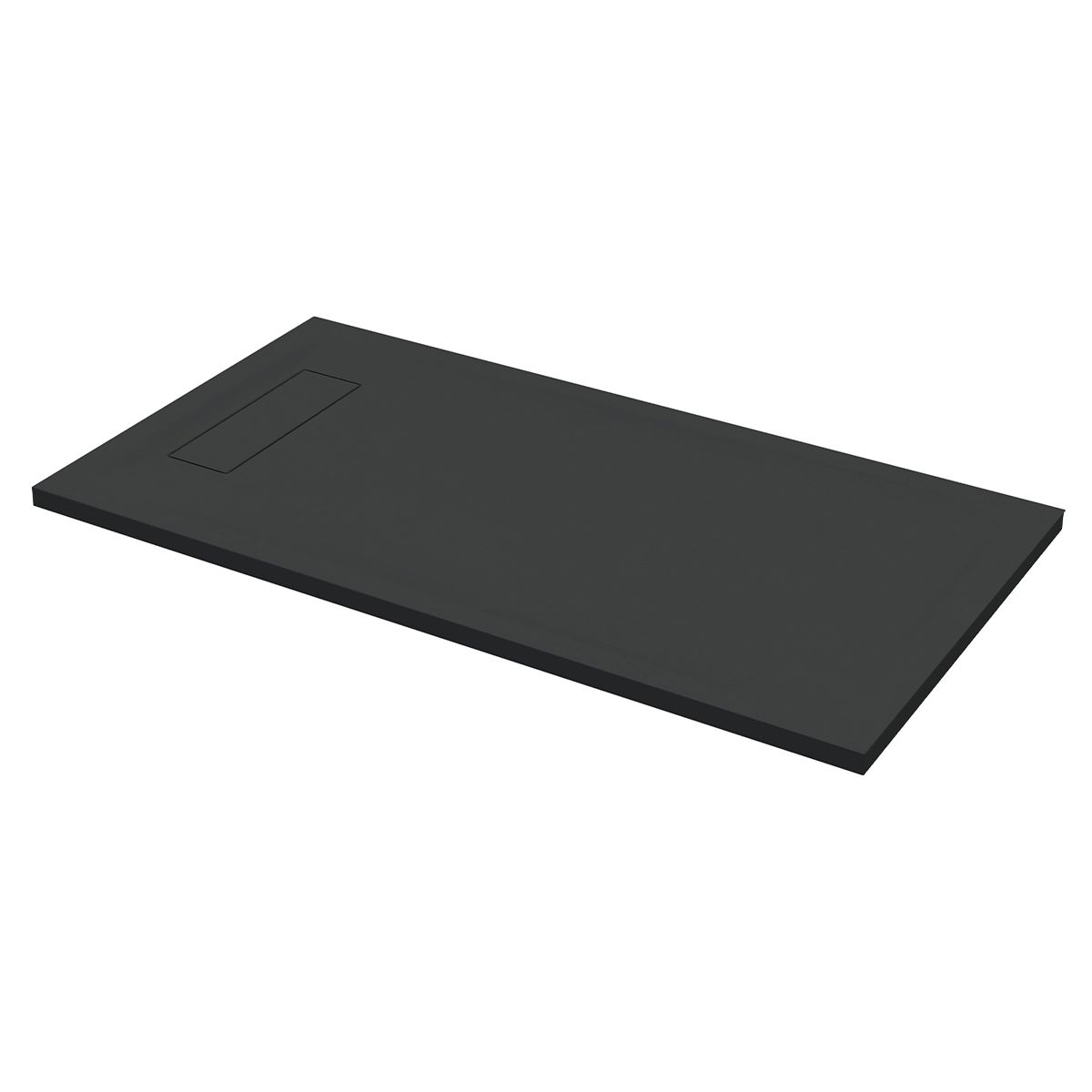 Caelum Slate Hidden Waste Rectangular Slimline Shower Tray Black 1600 x 800mm