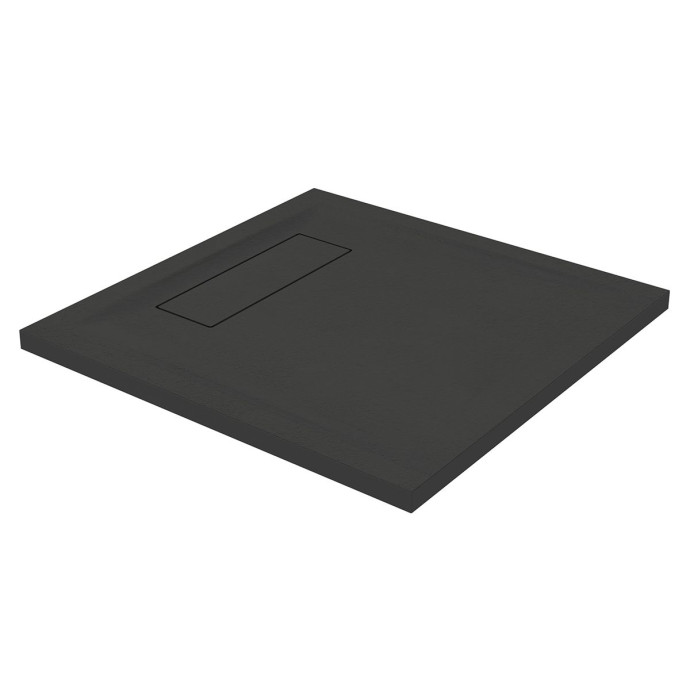 Caelum Slate Hidden Waste Square Slimline Shower Tray Black 800 x 800mm