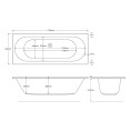 Trojancast Cascade Reinforced Double Ended 8 Jet Whirlpool Bath 1700 x 750mm with Bath Waste Technical