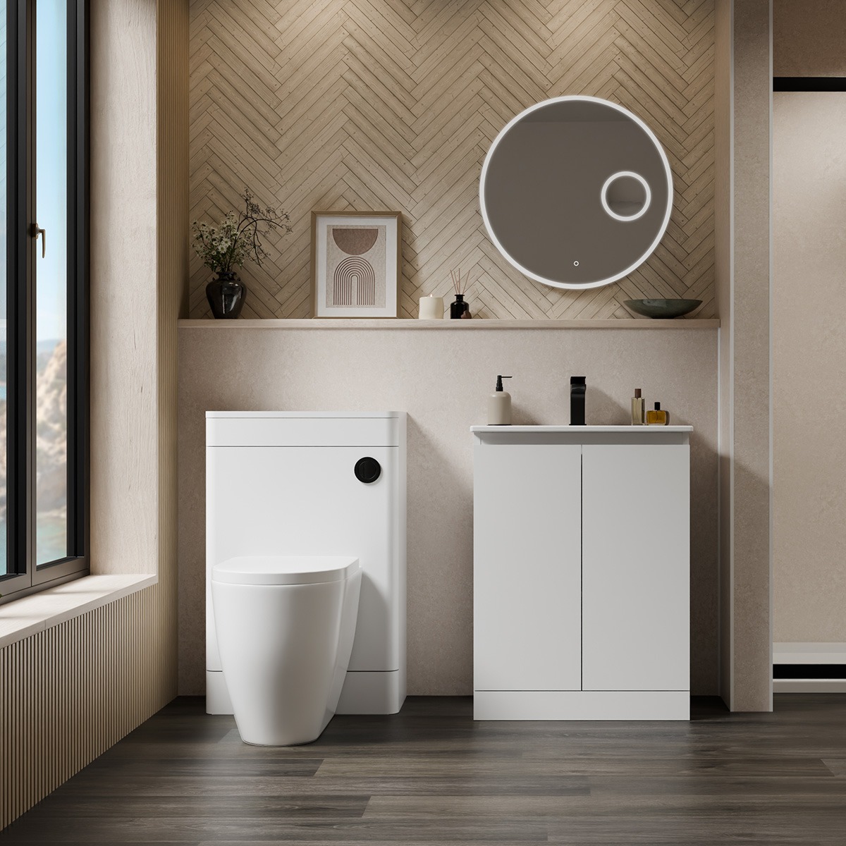 Caspian 100% Waterproof Floorstanding Vanity Unit & Basin White Gloss 500mm