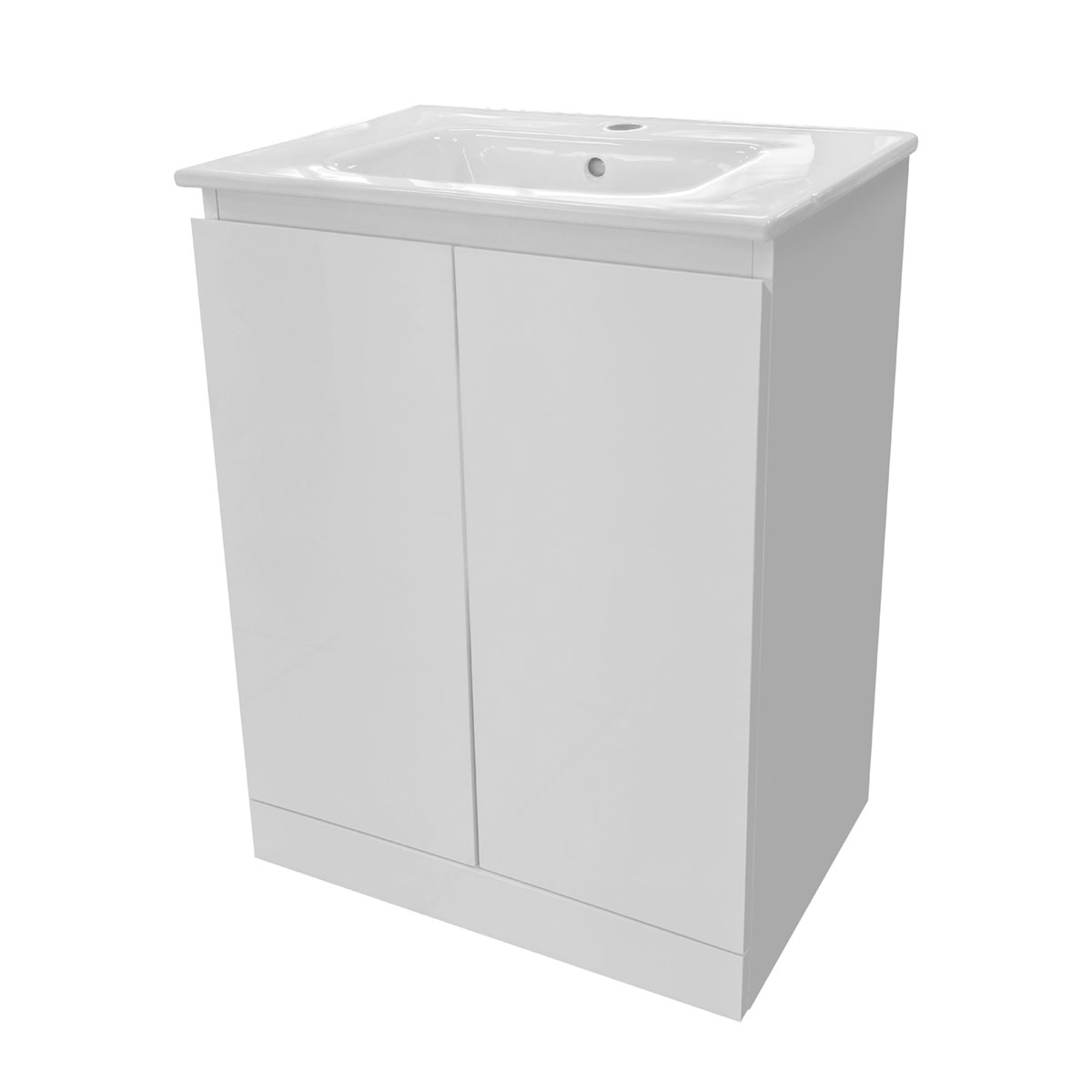 Caspian 100% Waterproof Floorstanding Vanity Unit & Basin White Gloss 600mm