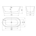 Caswell Freestanding Double Ended Bath 1500 x 750mm with Waste Dimensions 