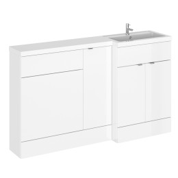Hudson Reed Fusion Combination Furniture & Basin White Gloss 1505mm Right Hand Option B