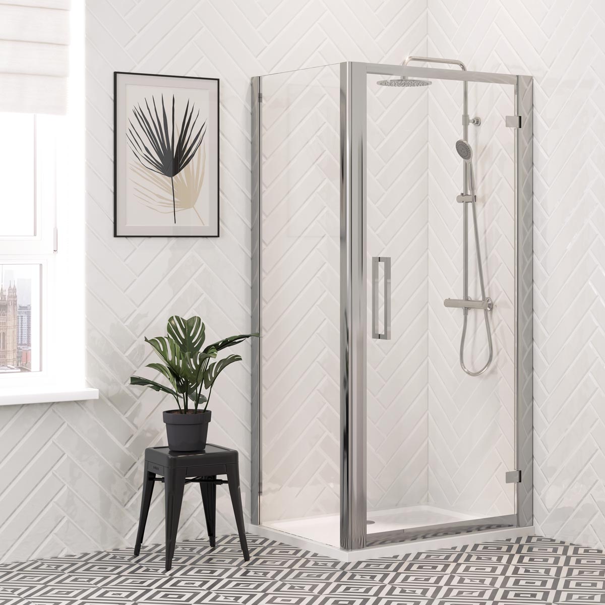 Coral 8mm Hinged Shower Door Chrome 900mm