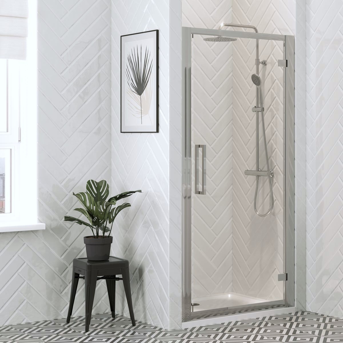 Coral 8mm Hinged Shower Door 900mm