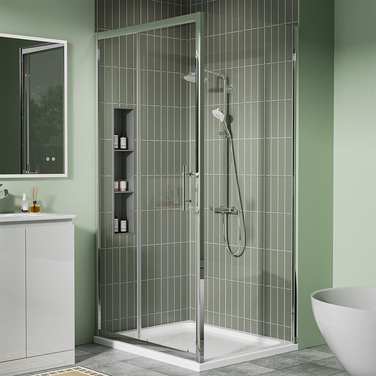 Coral 6mm Chrome Sliding Shower Door