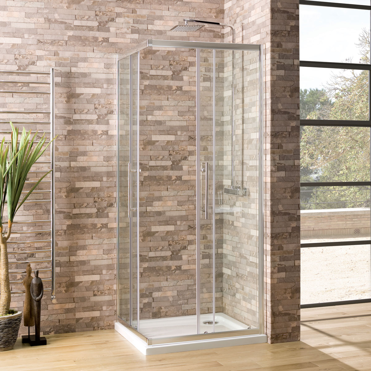 Corner shower enclosures top