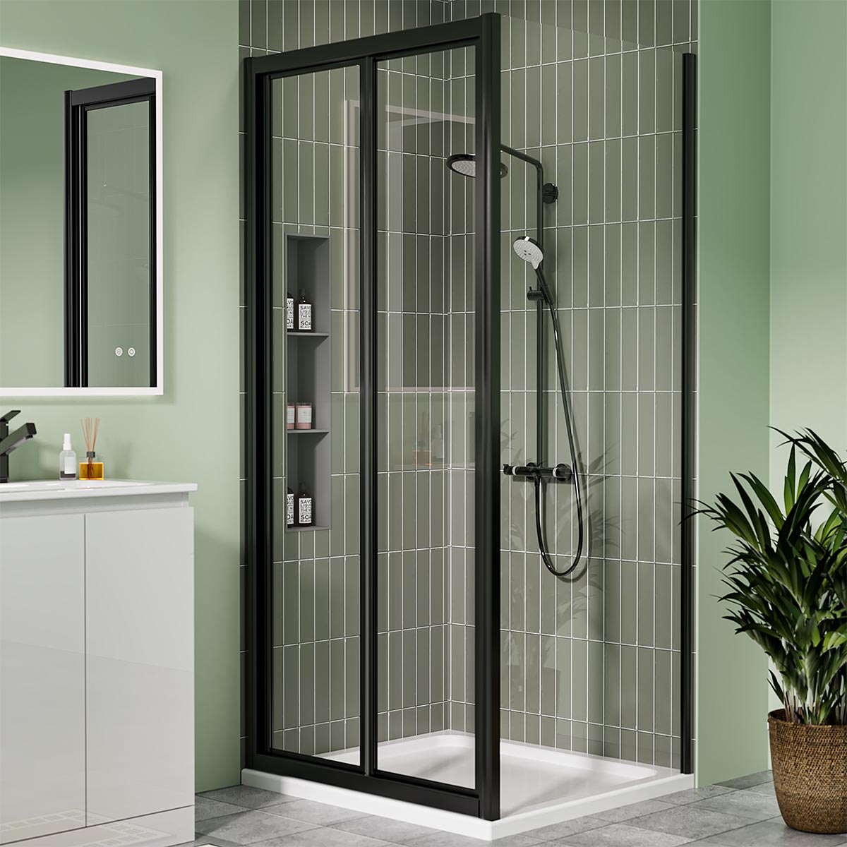Coral 6mm Matt Black Bifold Shower Door