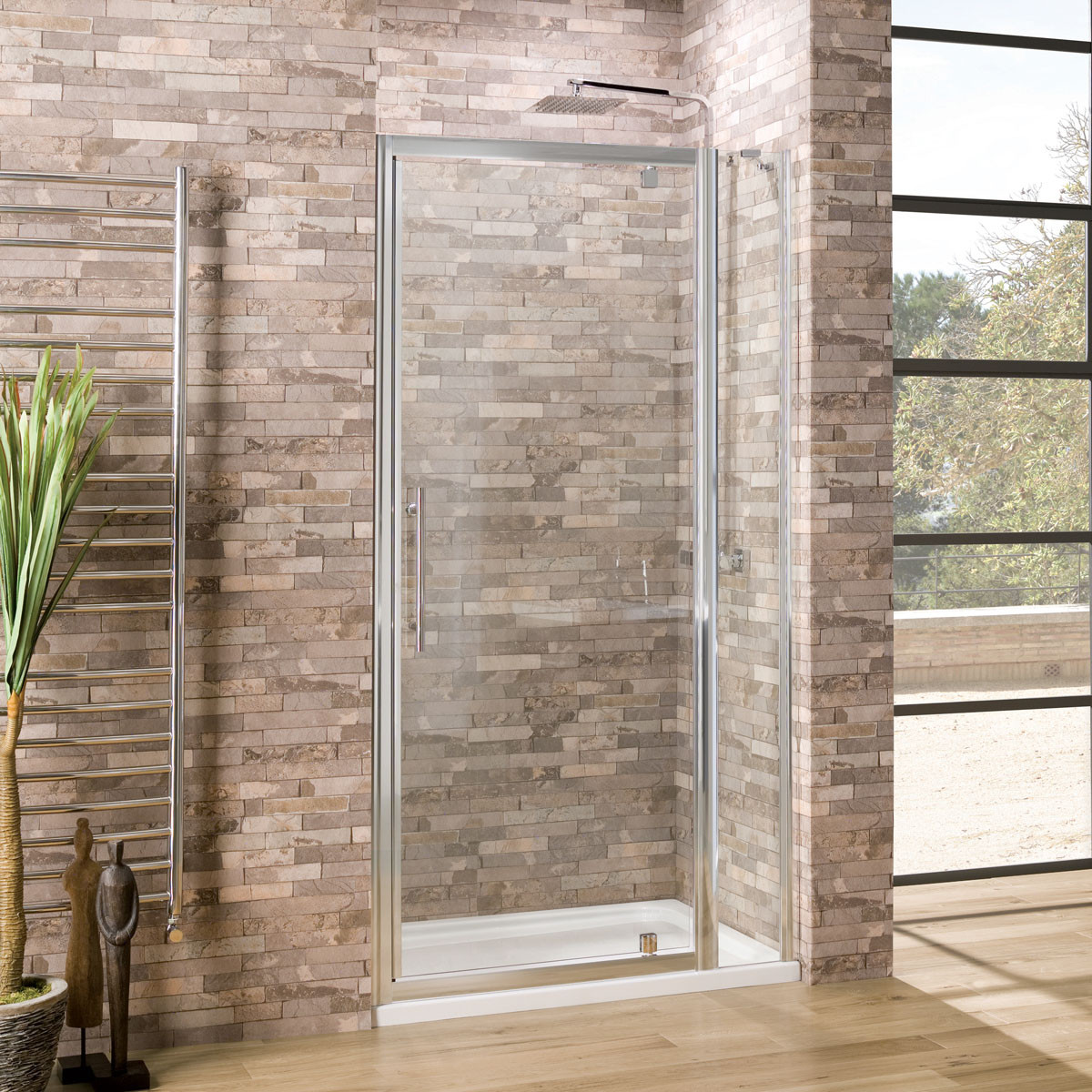 Hinged glass top shower door