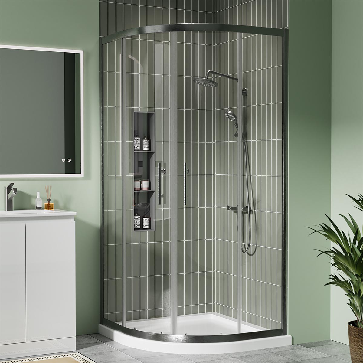 Coral 6mm Quadrant Shower Enclosure Gunmetal 1000 x 1000mm