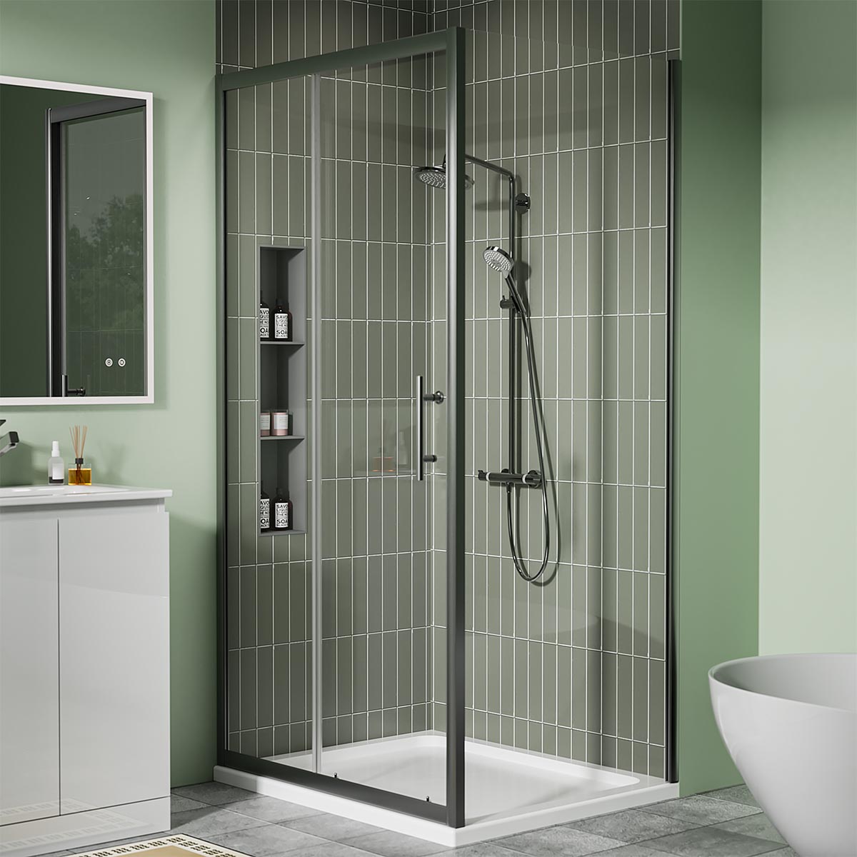 Coral 6mm Sliding Shower Door Gunmetal 1700mm