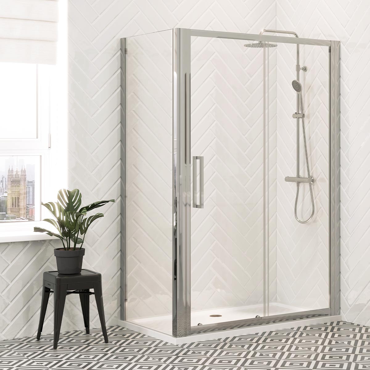 Coral 8mm Chrome Sliding Shower Door