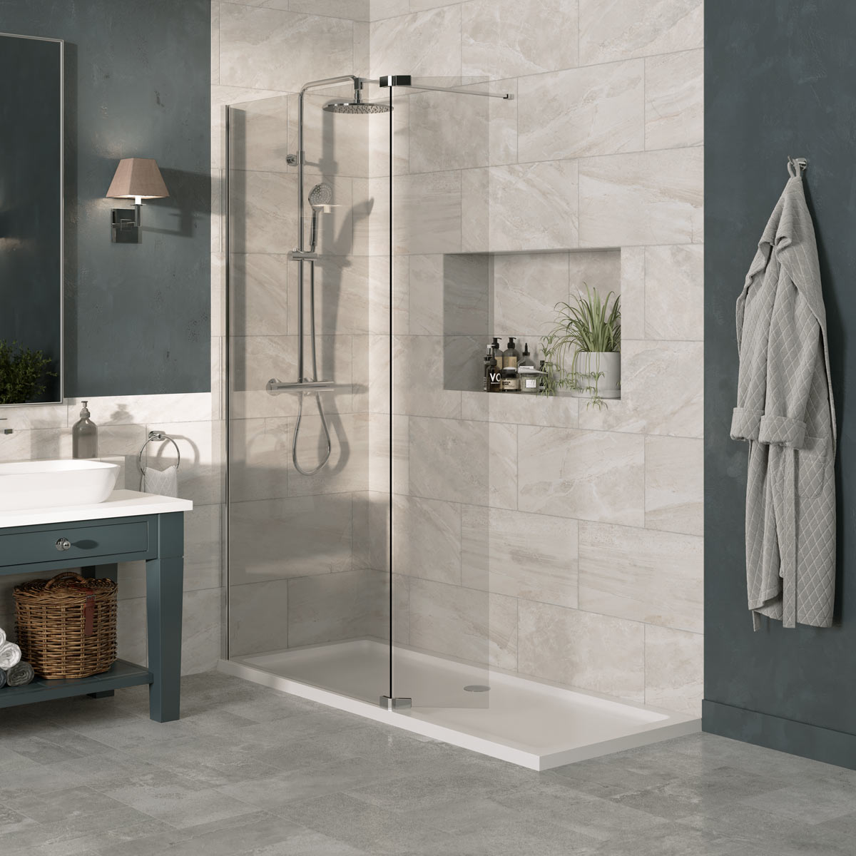 Coral 8mm Foldaway Deflector Panel Chrome Left Hand 300mm