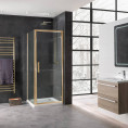 Coral 8mm Hinged Shower Door Brushed Brass 800mm