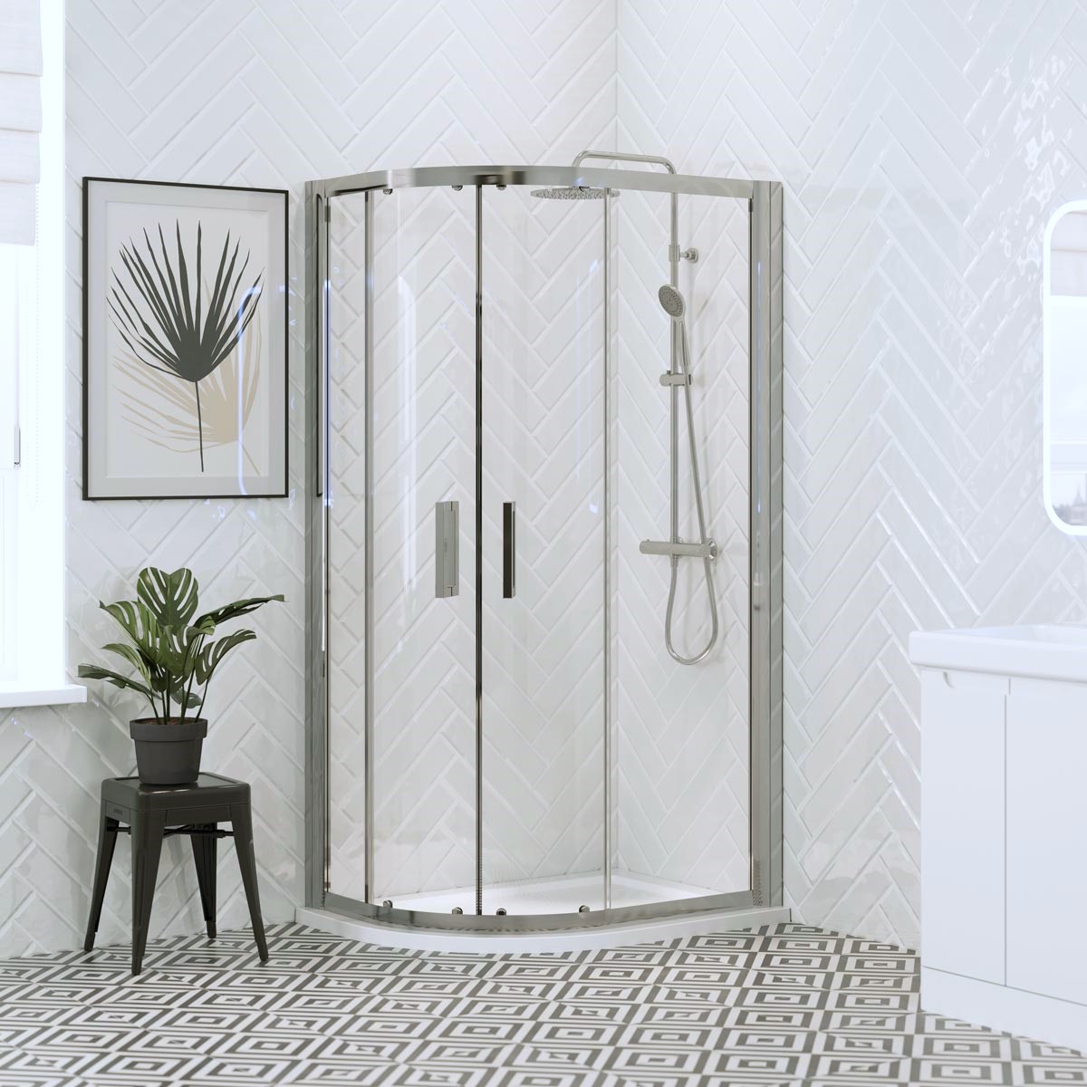 Coral 8mm Offset Quadrant Shower Enclosure 1000 x 760mm