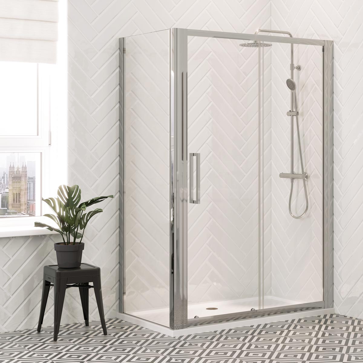 Coral 8mm Sliding Shower Door 1400mm Lifestyle
