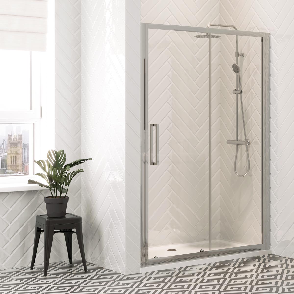 Coral 8mm Sliding Shower Door Chrome