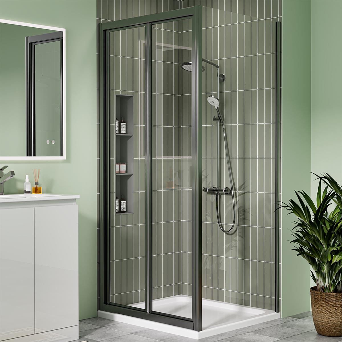 Coral 6mm Gunmetal Bifold Shower Door 