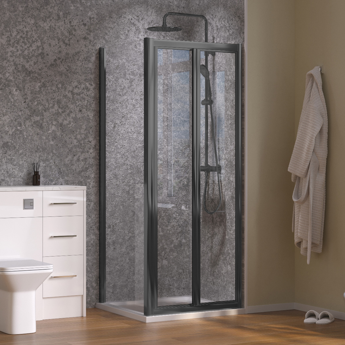 Coral 6mm Bifold Shower Door Gunmetal 760mm