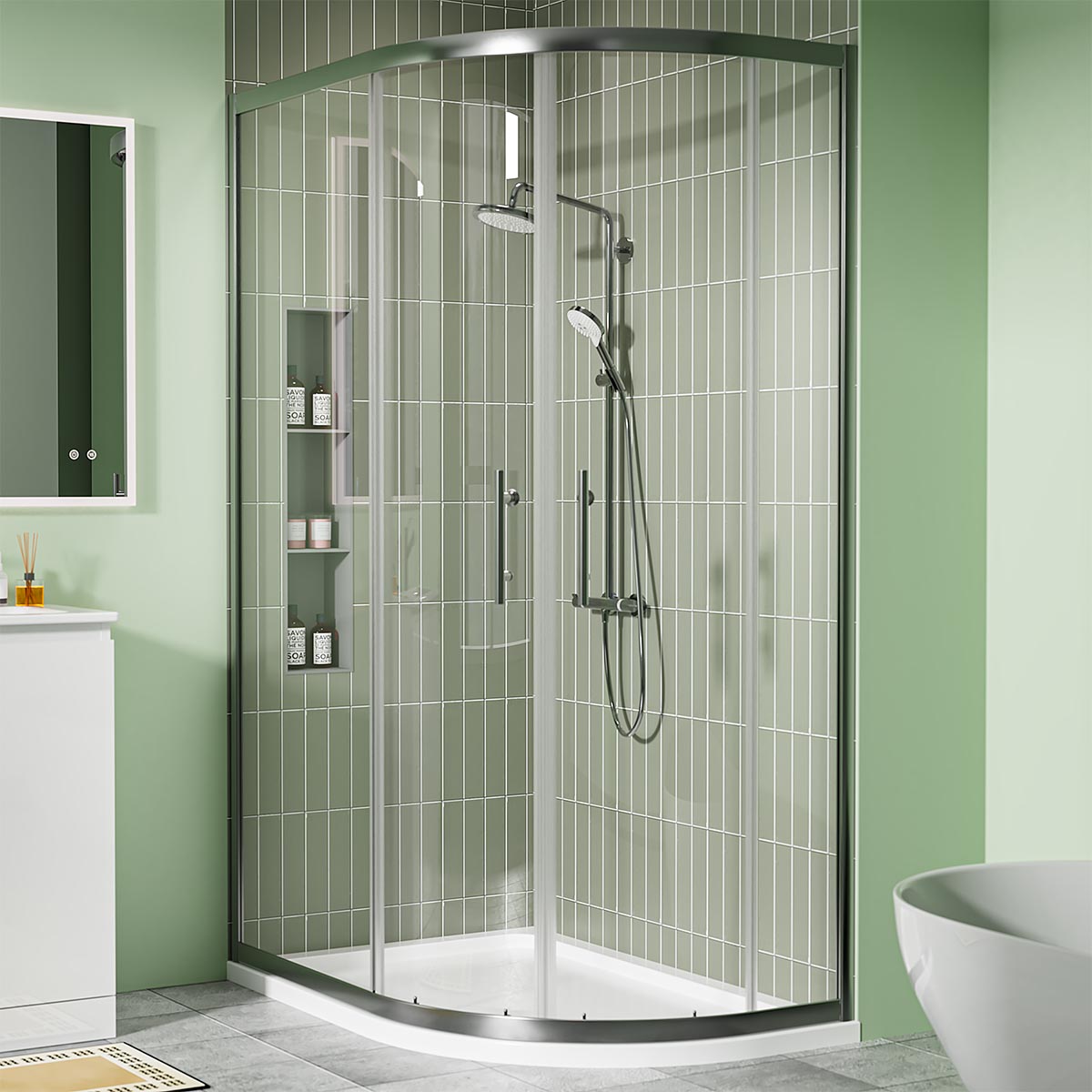 Coral 6mm Offset Quadrant Shower Enclosure Gunmetal 1200 x 900mm