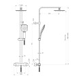 Cube Thermostatic Dual Function Bar Valve Shower System with Fixed Shower Head Chrome Dimensions