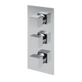 Cube Thermostatic Concealed Triple Function Shower Valve System Chrome Triple Cutout