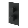 Cube Thermostatic Twin Concealed Shower System Matt Black