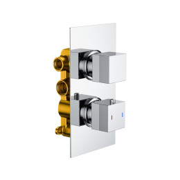 Cube Thermostatic Twin Outlet Twin Concealed Shower Valve