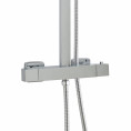 Cube Thermostatic Dual Function Bar Valve Shower System with Fixed Shower Head Chrome Bar Valve Closeup